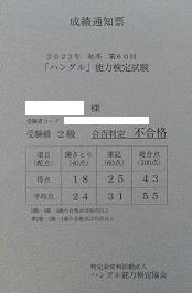 2023年(秋季)_第60回_ハン検2級四回目の受験